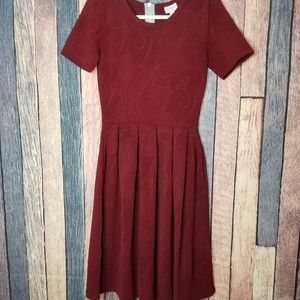 LuLaRoe Amelia Wine Colored Short Sleeve Dress